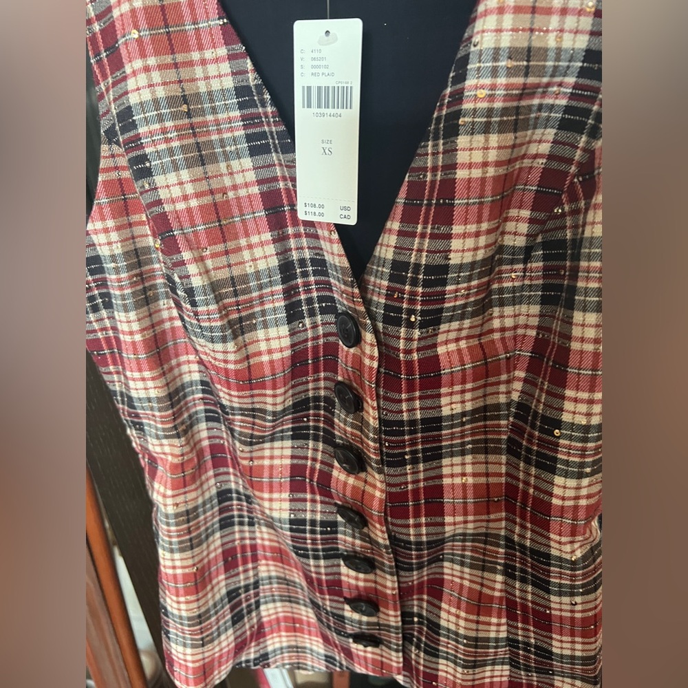 Anthropologie Maeve Plaid Button-Up Vest NWT - Picture 7 of 10